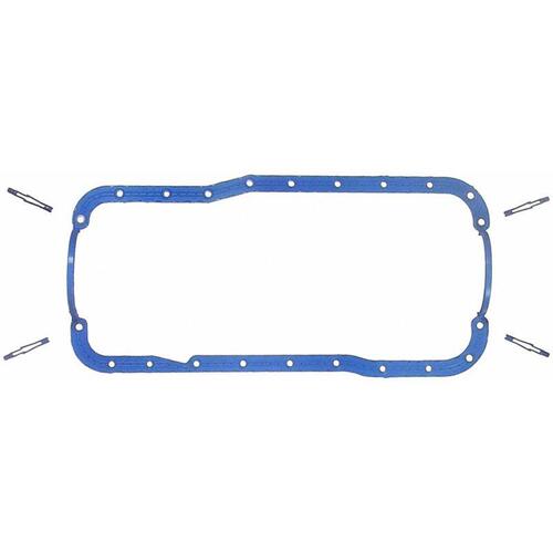 FELPRO Oil Pan Gasket, 1-Piece, Rubber/Steel Core, For Ford, Smooth Pan Rails, 86-95 5.0L, Kit
