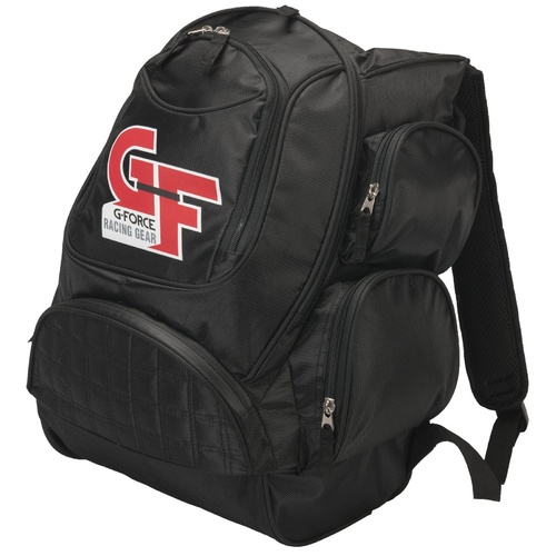 G-Force Backpack, Gear Bag, Racing GF, Black, 8 Compartments, Pockets/Sleeves, Adjustable Shoulder Straps, Each