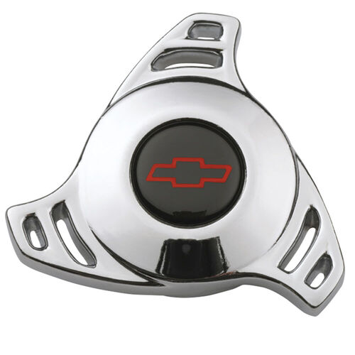 AC Delco, Large Hi-Tech Chevy Bowtie Air Cleaner Center Nut, Chrome; Red Chevy Bowtie logo; Large tri-wing style