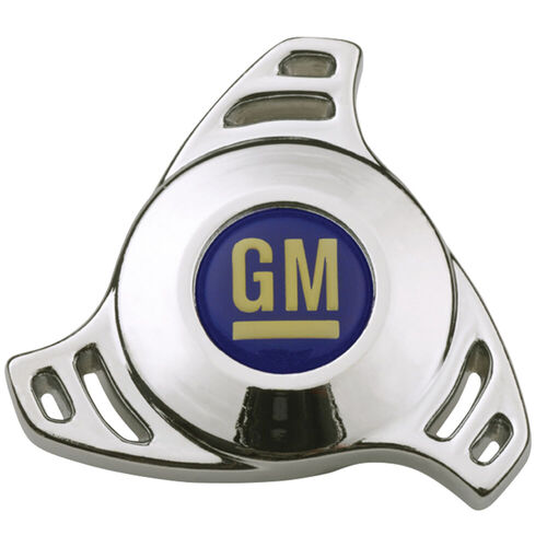 AC Delco, Large Hi-Tech GM Emblem Air Cleaner Center Nut, Chrome; Blue GM circle logo; Large tri-wing style