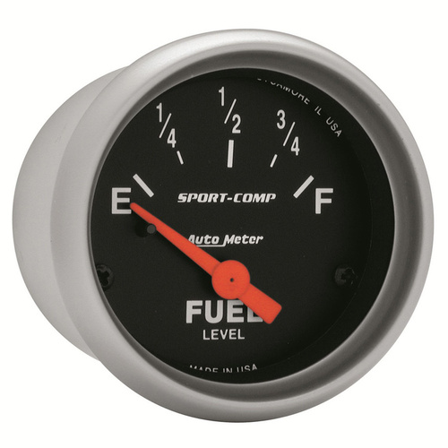 Autometer Gauge, Sport-Comp, Fuel Level, 2 1/16 in., 0-90 Ohms, Electrical, Each