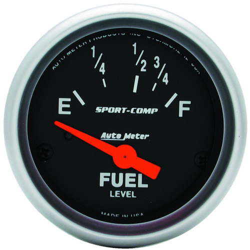 Autometer Gauge, Sport-Comp, Fuel Level, 2 1/16 in., 16-158 Ohms, Electrical, Analog, Each