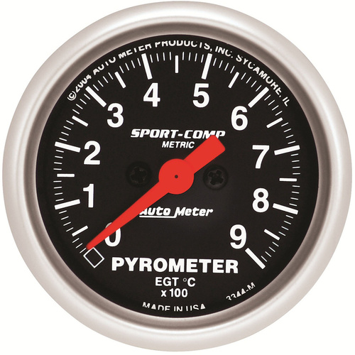 Autometer Gauge, Sport-Comp, Pyrometer (EGT), 2 1/16 in, 900 Degrees C, Digital Stepper Motor, Each
