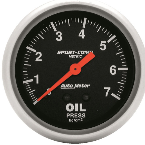 Autometer Gauge, Sport-Comp, Oil Pressure, 2 5/8 in., 7.0KG/CM2, Mechanical, Each