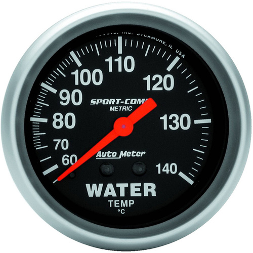 Autometer Gauge, Sport-Comp, Water Temperature, 2 5/8 in, 60-140 Degrees C, Mechanical, Each