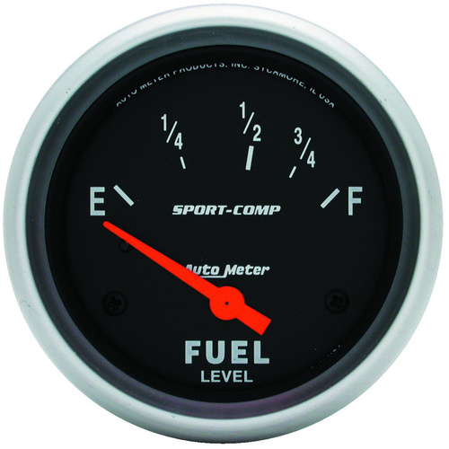 Autometer Gauge, Sport-Comp, Fuel Level, 2 5/8 in, 240-33 Ohms, Electrical, Analog, Each