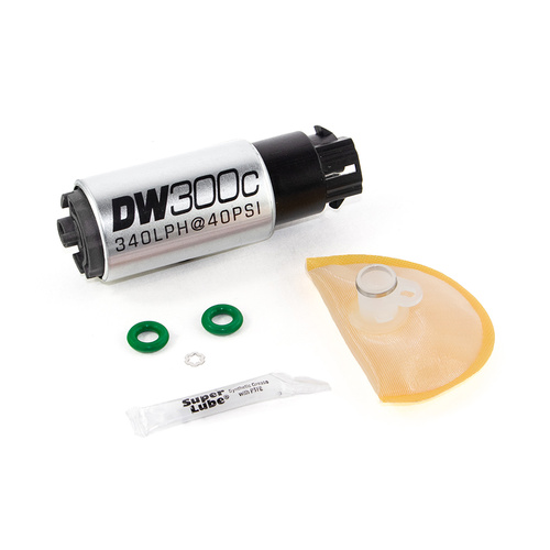 Deatsch Werks DW300C series, 340lph compact fuel pump w/ mounting clips w /Install Kit for GTO 04-06, Legacy GT 05-09, WRX 08-14, Sti 08-15