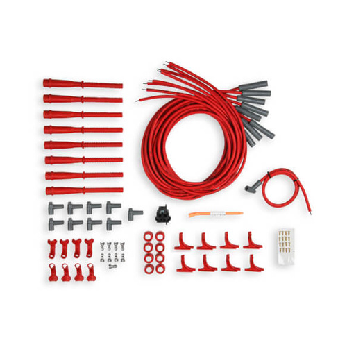 MSD Spark Plug Wires, Copper, Silicone, Hemi, 8.5mm Dia., Red, Universal, Set