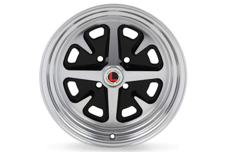 Legendary Wheel Wheel, LW40 Series, Magnum, Cast Aluminium, 15 in. Dia, 6 in. Width, 5 mm Offset, 4x4.25 in. Bolt Pattern, Gloss Black/ Machined, Eac Diagram Image