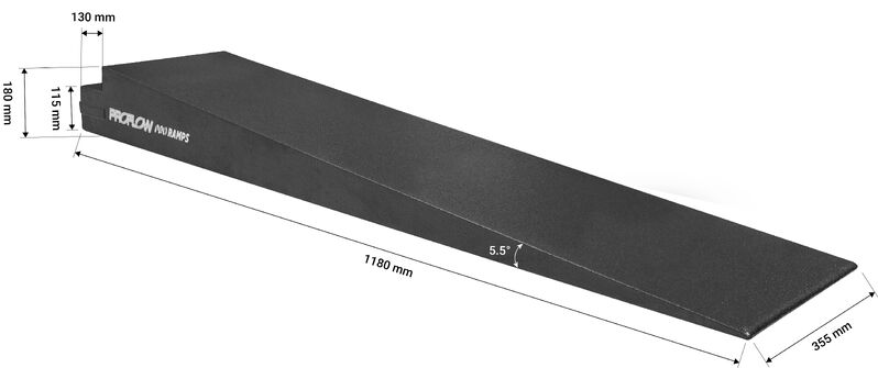 Proflow Pro Ramp, Trailer Ramps, 1-piece, 74'' Long, 5.5 Degree, 7 in. Tall, Pair Diagram Image