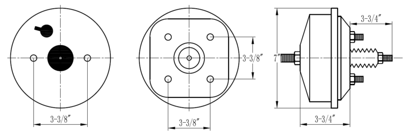 Proflow Power Brake Booster Universal 7in. Single Diaphragm, Black Diagram Image
