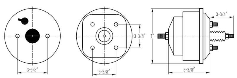 Proflow Power Brake Booster Universal 7in. Dual Diaphragm, Black Diagram Image