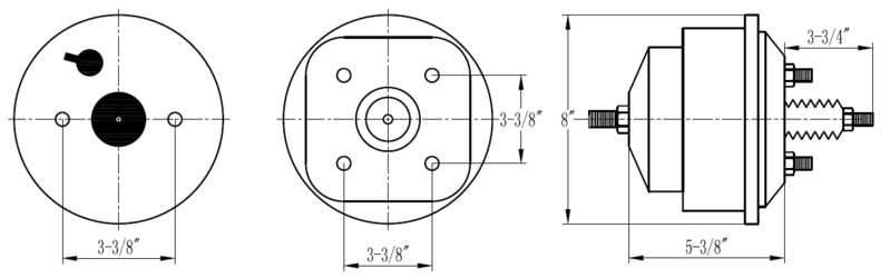Proflow Power Brake Booster Universal 8in. Dual Diaphragm, Zinc Diagram Image