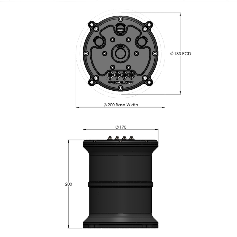 Proflow Surge Tank Kit With Dual Proflow 340 LPH Fuel Pumps, EFI, 2.5L, Billet Aluminium, Black Anodised Diagram Image