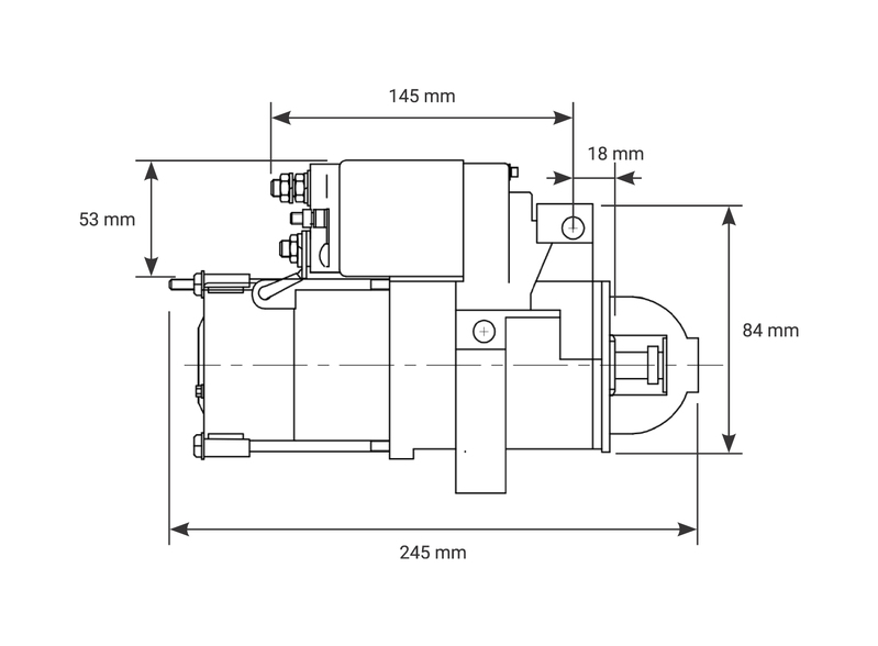 Proflow Starter Motor Master Torque Black For Chevrolet V8 Staggered Mount 168T 1.4kW Diagram Image