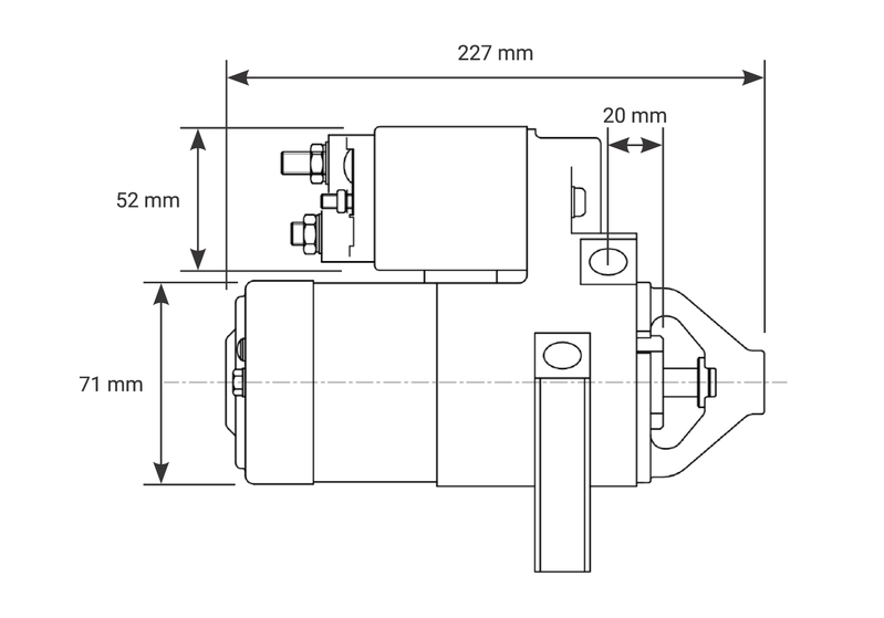 Proflow Starter Motor Master Torque, Black/Natural, For Holden Commodore LS1/LS2 5.7L/6.0L, 1.4kw, Each Diagram Image