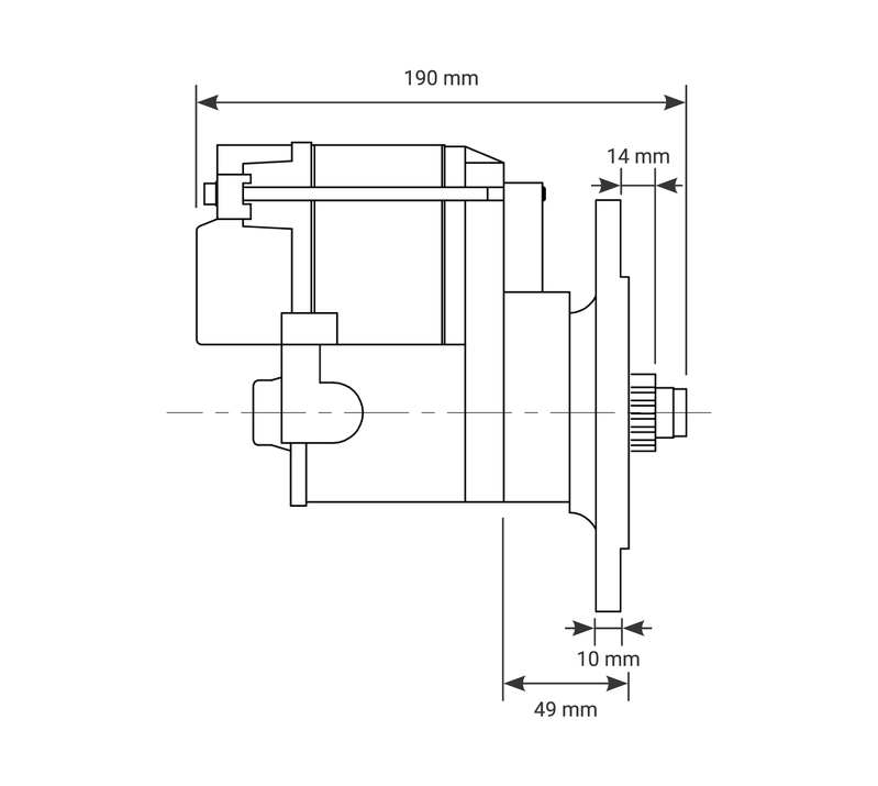 Proflow Starter Motor Power Torque Mini, Black BB For Ford FE 390, 427, 428 1.4kw Diagram Image