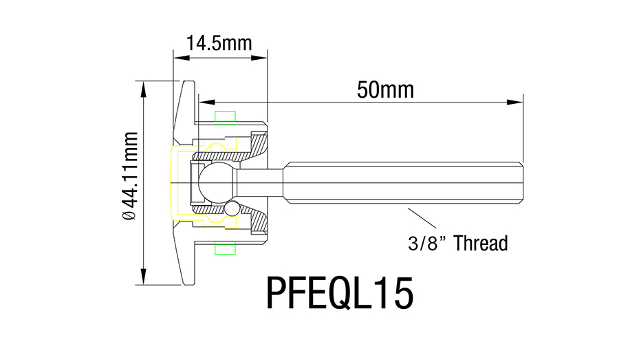 Proflow Quick Release Pro Latch 45mm Fastener, Billet Aluminium, Polished, Kit Diagram Image
