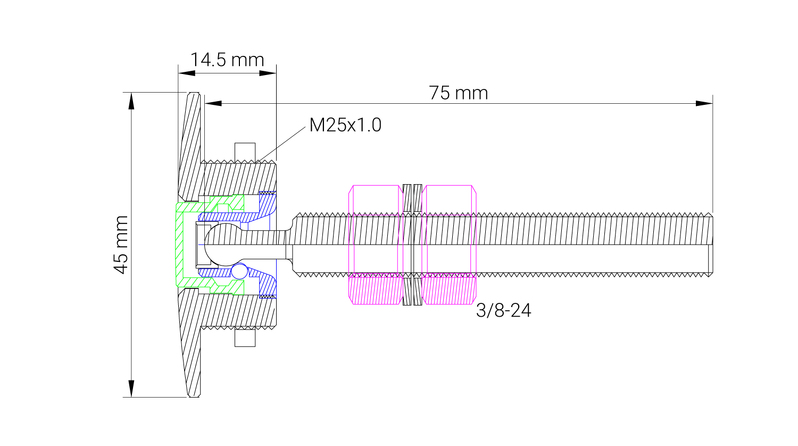 Proflow Quick Release Pro Latch 45mm Fastener, Billet Aluminium, Black, Kit Diagram Image