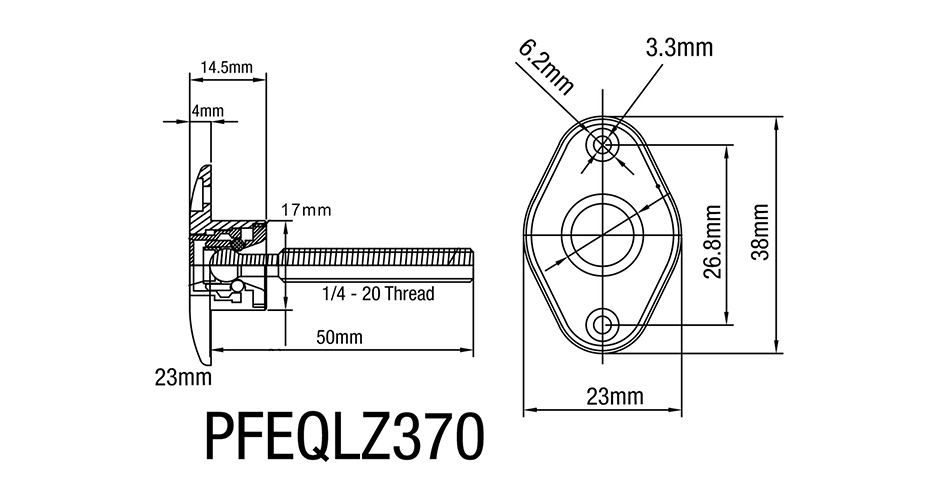 Proflow Quick Release Pro Latch, Small 38 x 23mm Fastener Dzus, Billet Aluminium, Black, Kit Diagram Image
