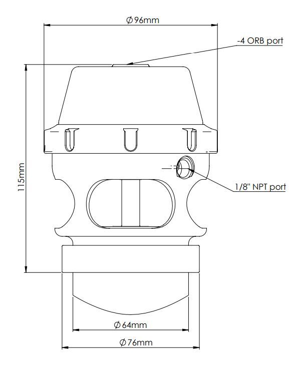 TURBOSMART PowerPort Blow Off Valve, Black, Each Diagram Image