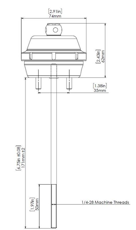 TURBOSMART vIWG Universal Wastegate Actuator, 57mm Diaphragm, 1/4 UNF x 150mm, 6 inHg, Each Diagram Image
