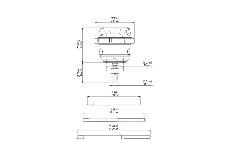 TURBOSMART GenV IWG Wastegate Actuator, Twin Port, For BorgWarner EFR, 14PSI, Each Diagram Image