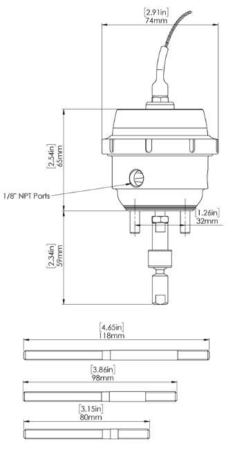 TURBOSMART GenV IWG Wastegate Actuator, Twin Port, For BorgWarner EFR, With Position Sensor, 14PSI, Each Diagram Image