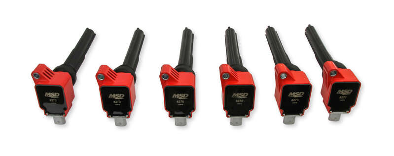 MSD Ignition Coil, Blaster OEM, Coil Pack, Epoxy, Female/Socket, Red, Rectangular, For Ford, Set of 6