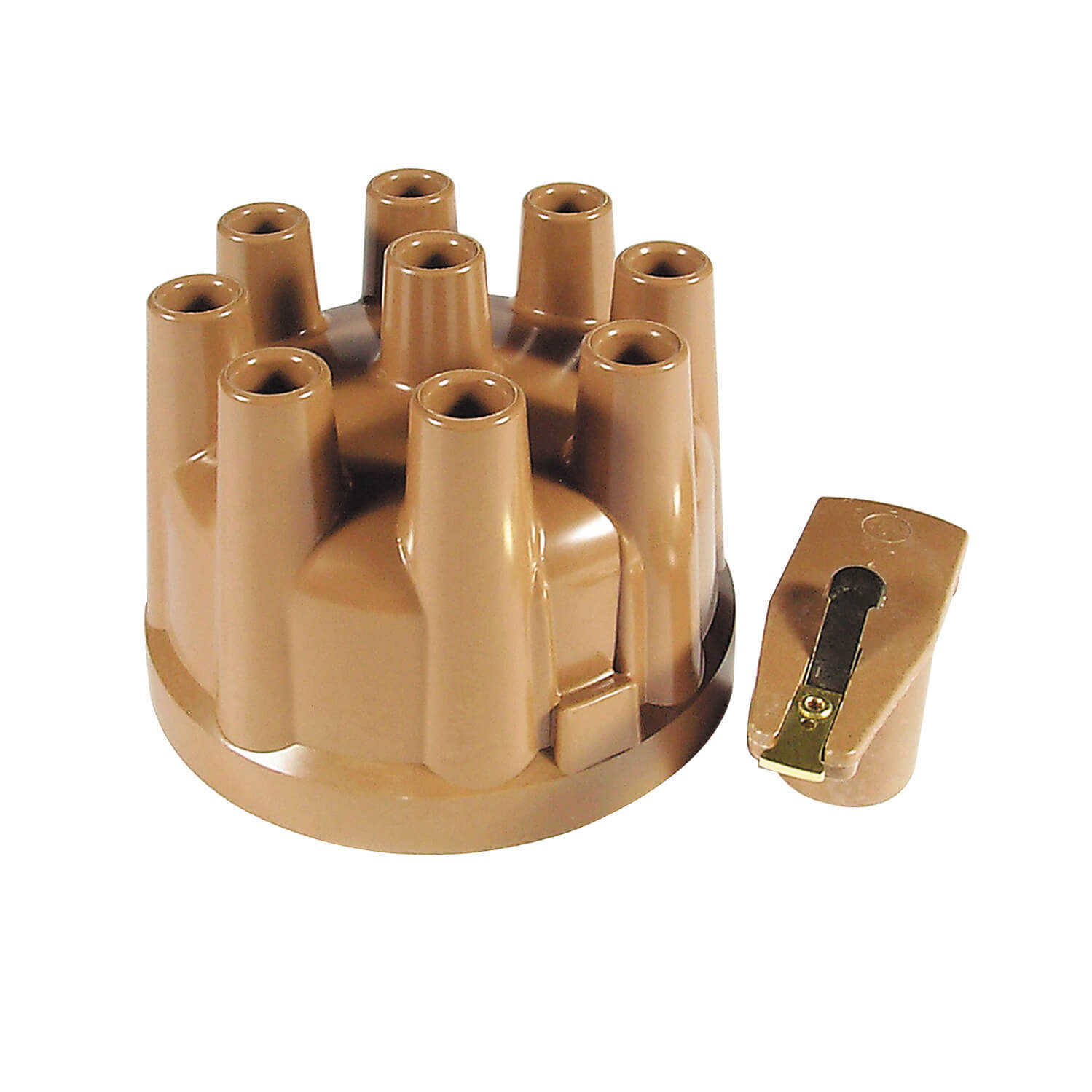 Cap and Rotor, Tan, Female/Socket, Brass Terminals, Clamp-Down, Ford, Jeep, Mercury, V8, Kit