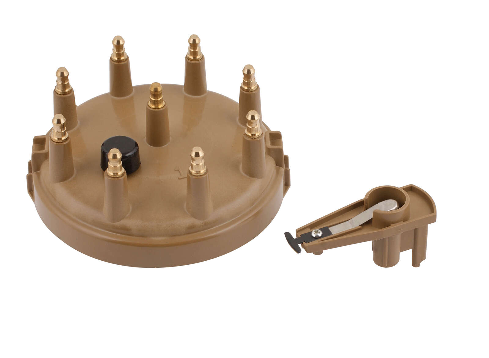 Cap and Rotor, Tan, Male/HEI, Brass Terminals, Clamp-Down, Ford, Lincoln, Mercury, V8, Kit