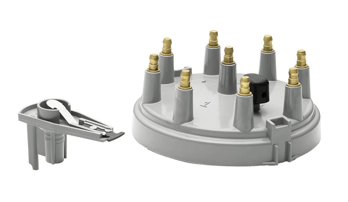 Cap and Rotor, Gray, Male/HEI, Brass Terminals, Clamp-Down, Ford, Laforza, Lincoln, Mercury, V8, Kit