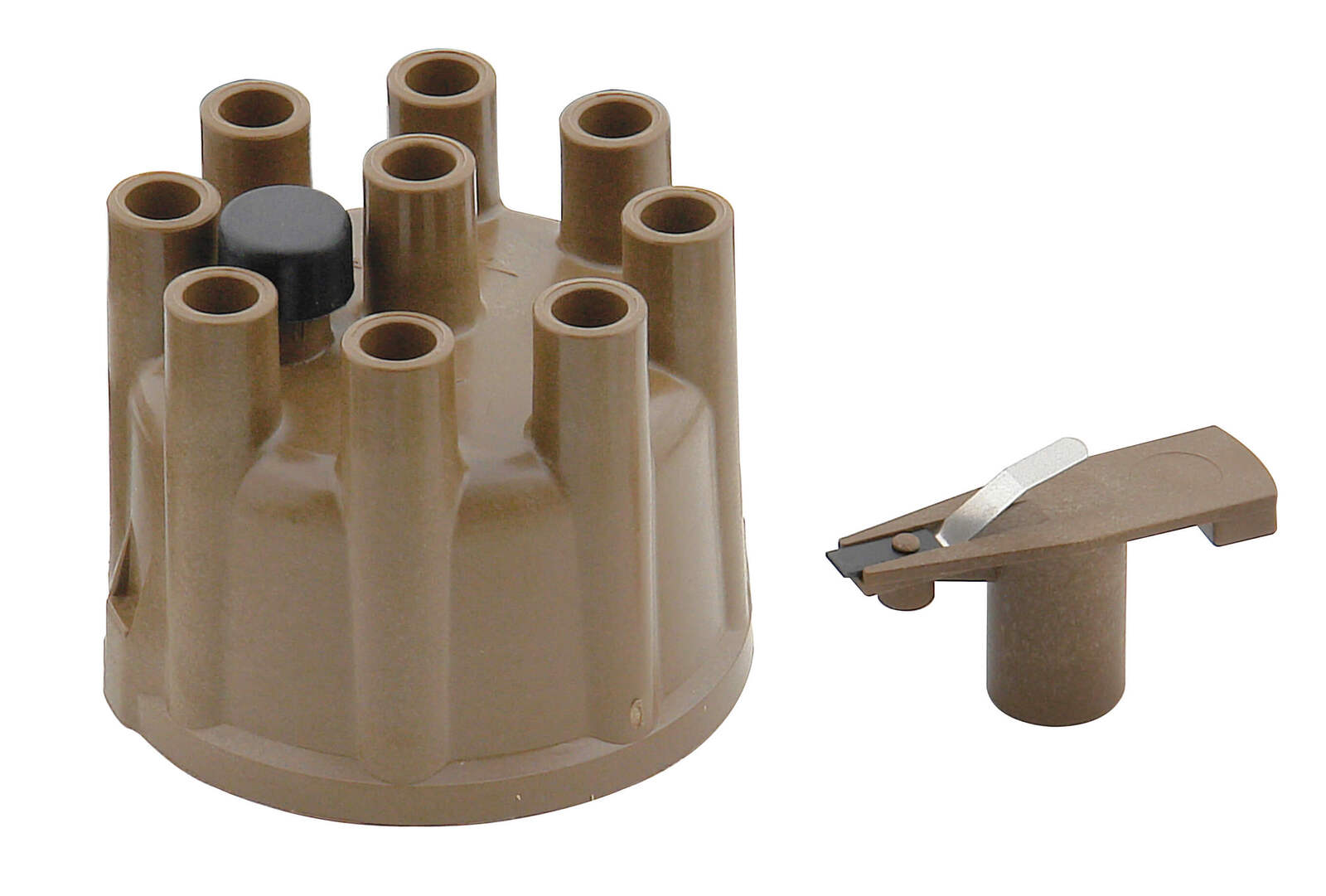 Cap and Rotor, Tan, Female/Socket, Brass Terminals, Clamp-Down, Chrysler, Dodge, Plymouth, V8, Kit