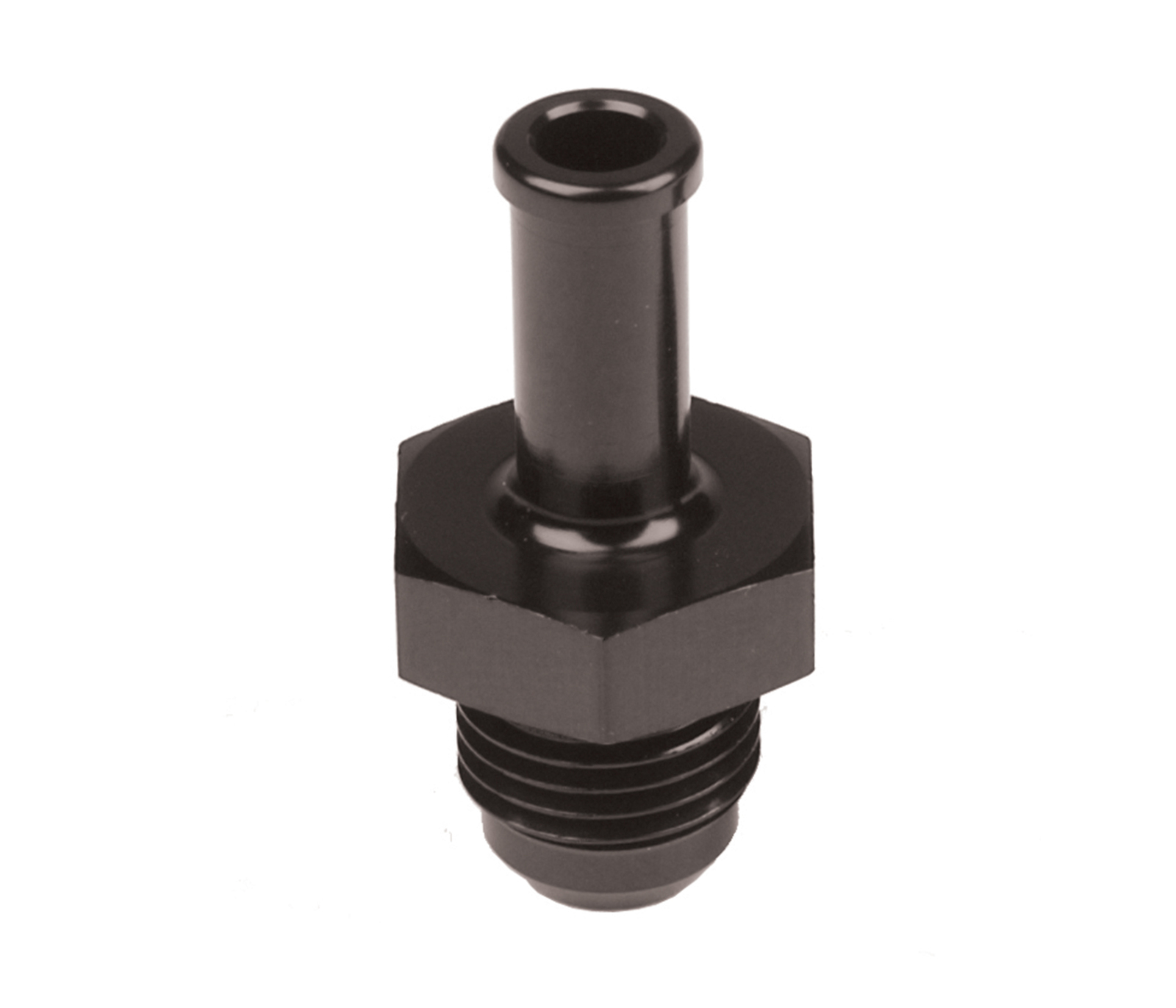 Fitting, Male -6 AN , 5/16 in. Hose Barb, Aluminum, Black, Each