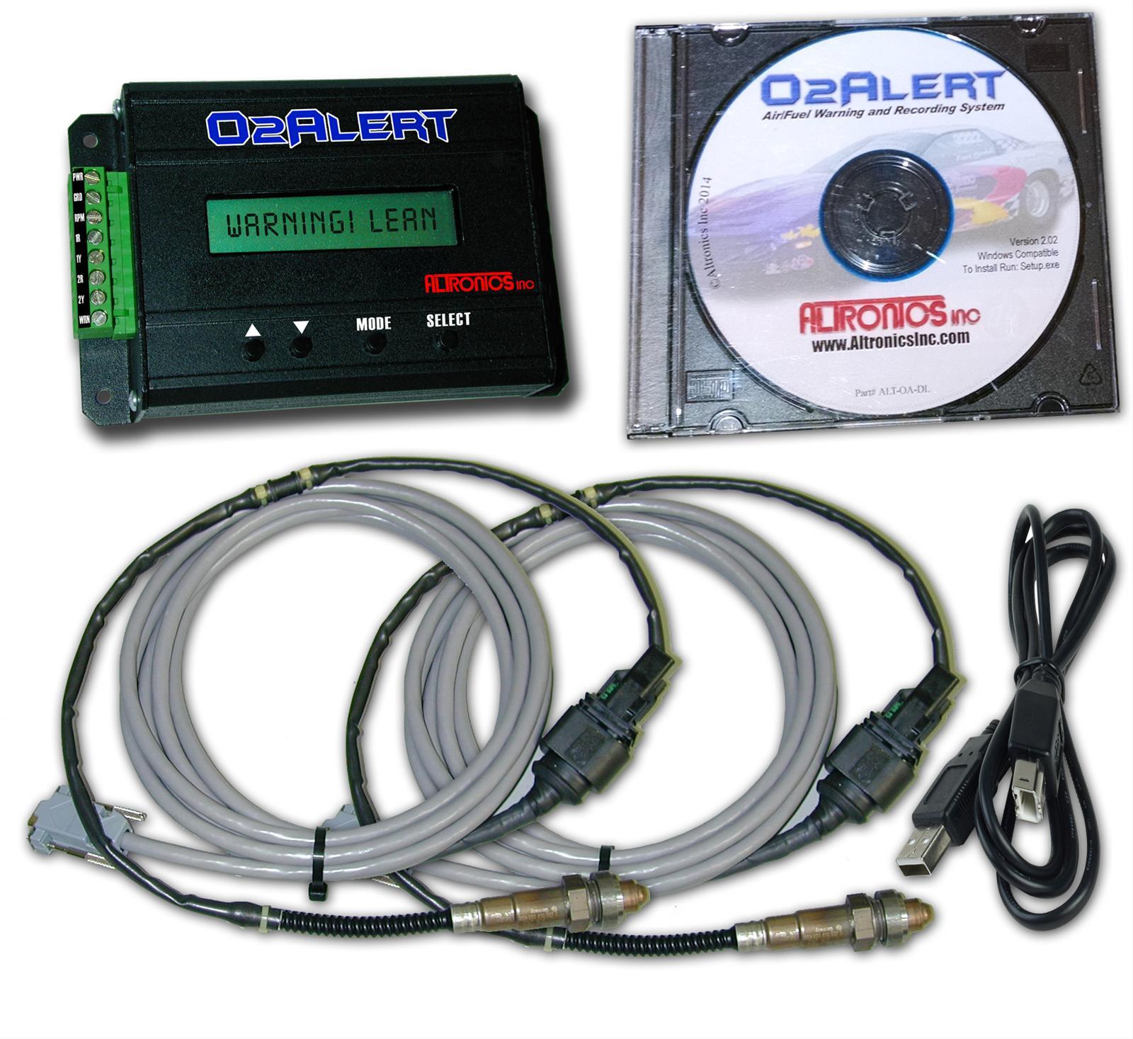 O2Alert System with 2 Wideband Oxygen Sensors Includes downloading cable and graphing software