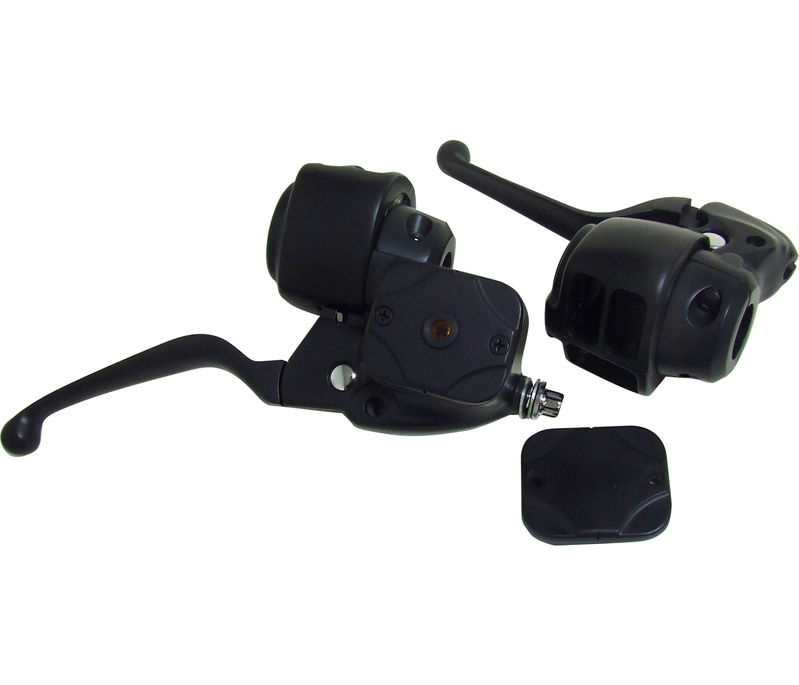 BILLET CUSTOM HARLEY HAND CONTROL KIT BLACK CABLE CLUTCH