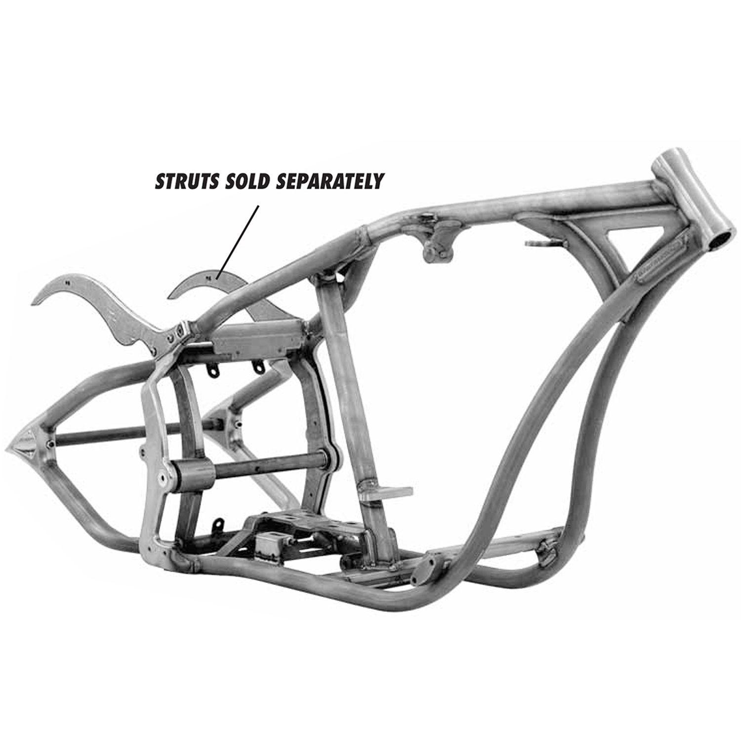 Frame for Harley Curved Dagger / Softail Style 300/330 DDT / 1-1/4' 38 Degree Rake 0' Stretch