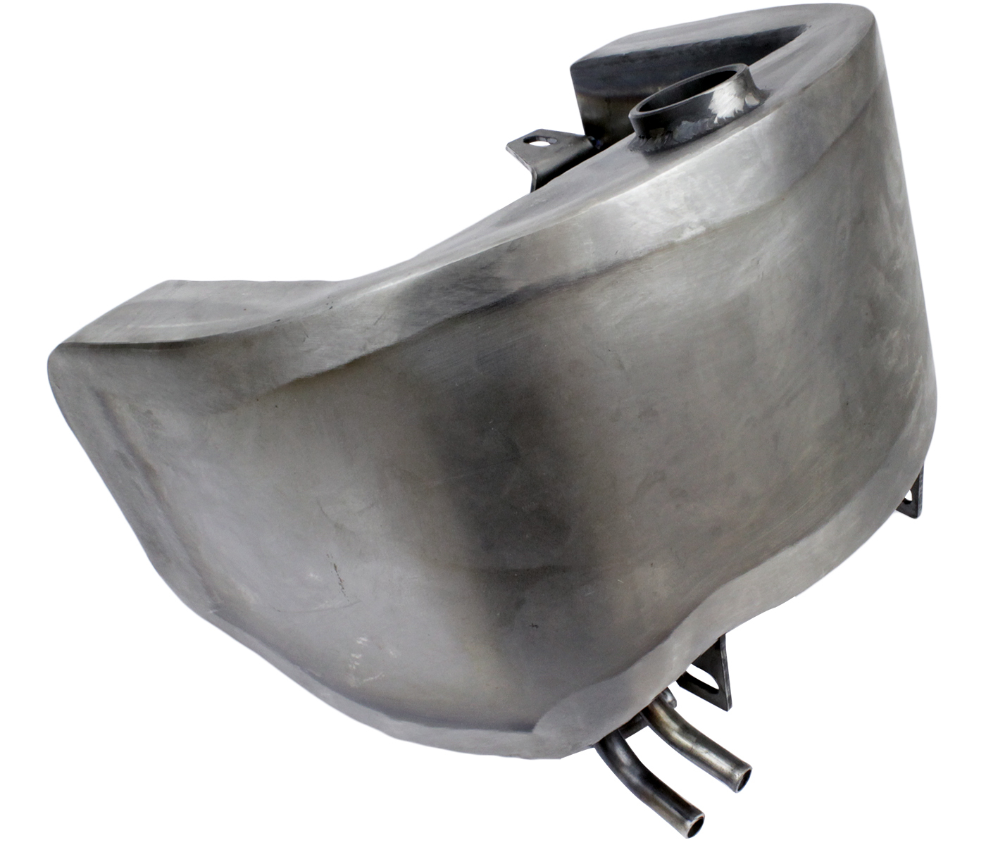 Oil Tank Winged Horseshoe 3Qt Center/Fill Raw for Softail Style & Rigid Frames
