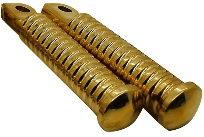 Brass Ribbed Foot Pegs Pair For harley, customs& Bobber
