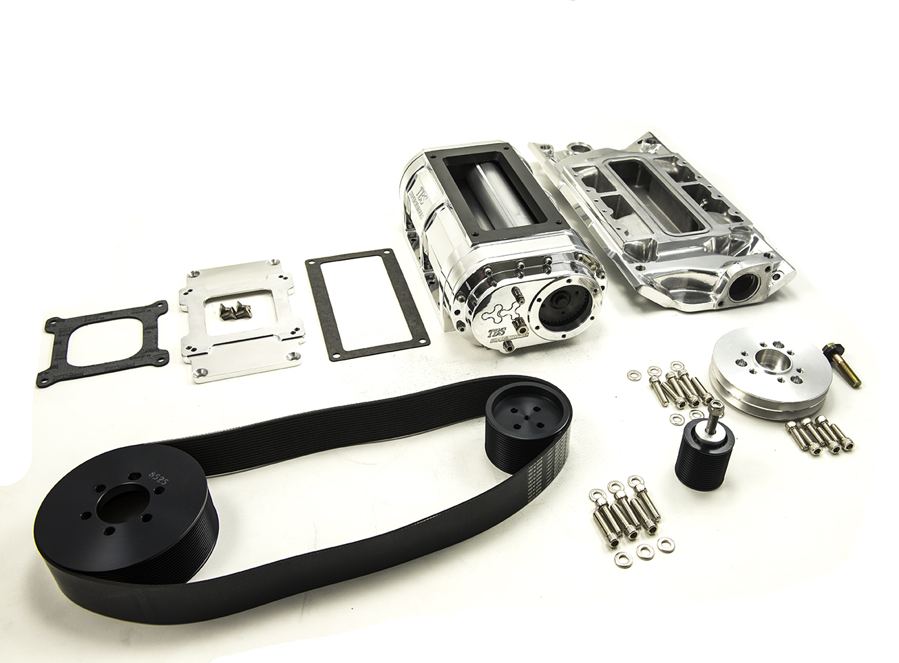 SuperCharger Complete 192,192 SB KIT L.W.P. (10 RIB BLOWER PULLEYS)(FITS FACTORY STAMP STEEL ACC. PULLEY)