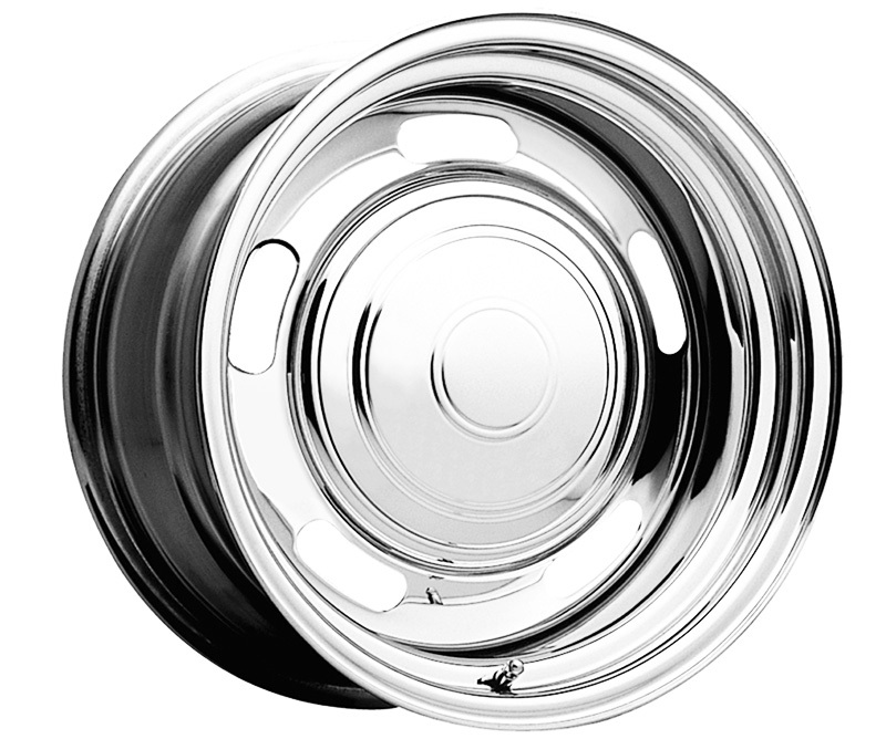Wheel, Rally, Steel, Chrome, 15 in. x 6 in., 5 x 4.75 in. Bolt Circle, 4.25 in. Backspace, Each
