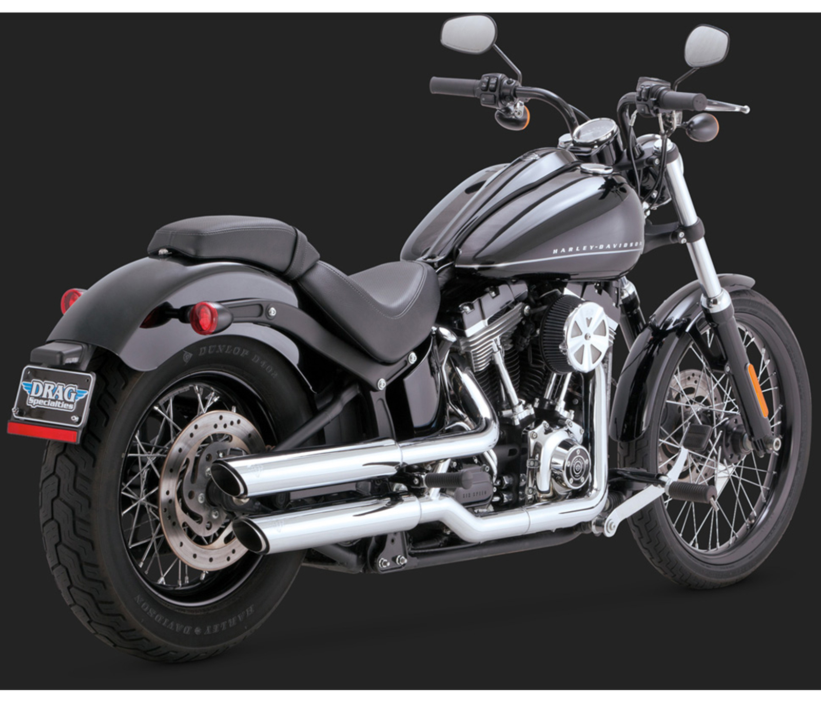 #V&H TWIN SLASH 3IN SLIP-ON 11-13 SOFTAIL BLACKLINE