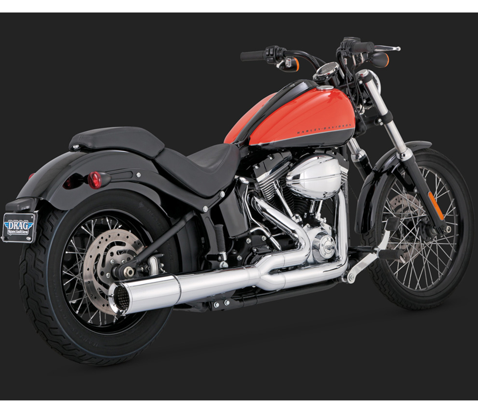 Exhaust System, Pro Pipe, Full, Steel, Chrome, Round Straight Outlet, Softail 12-15, H-D, Each