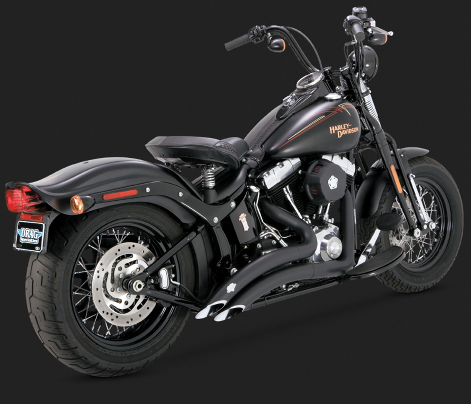V&H BIG RADIUS BLACK SOFTAIL 86-11 (86-06 MODELS NEED V16925 O2 SENSOR BUNGS)
