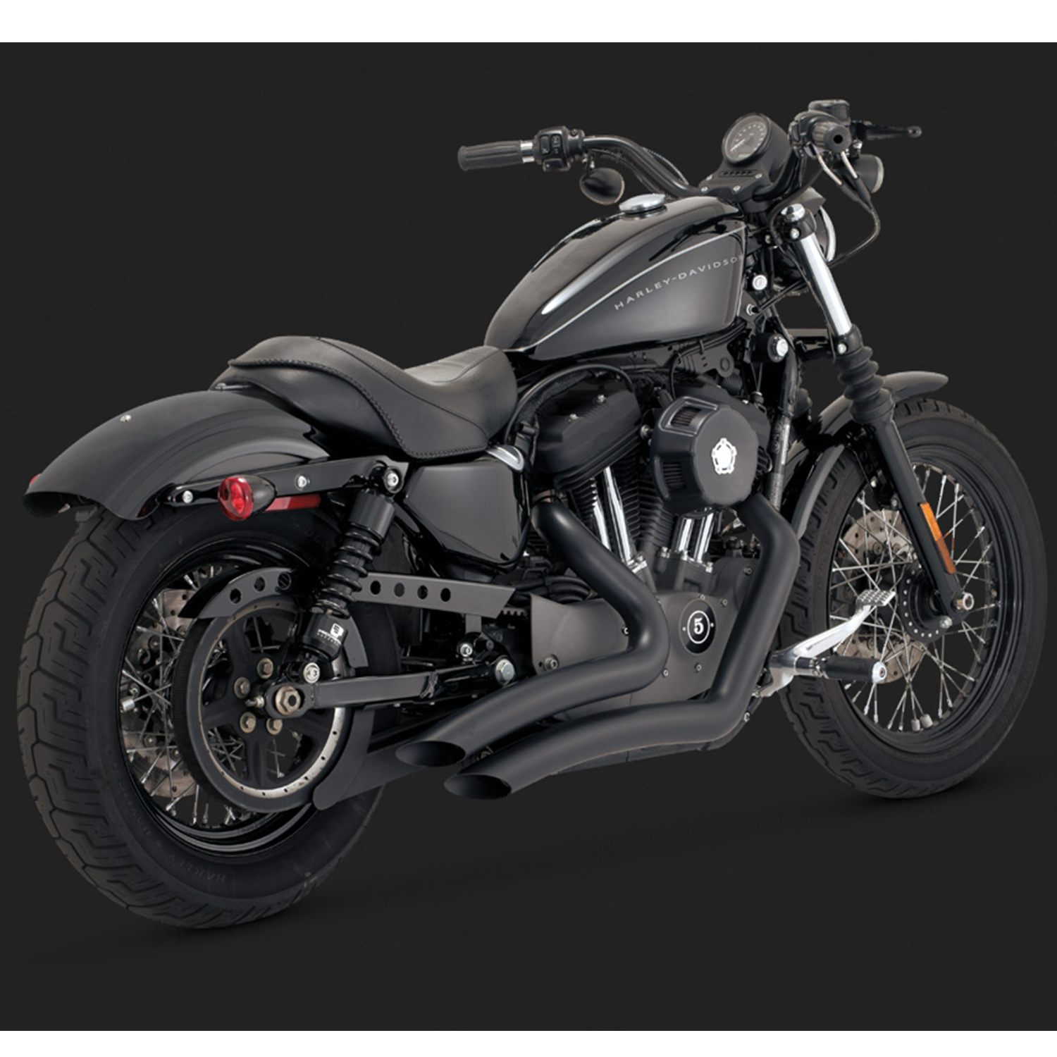 V&H BIG RADIUS BLACK SPORTSTER 04-13 (04-06 MODELS NEED V16925 O2 SENSOR BUNGS)