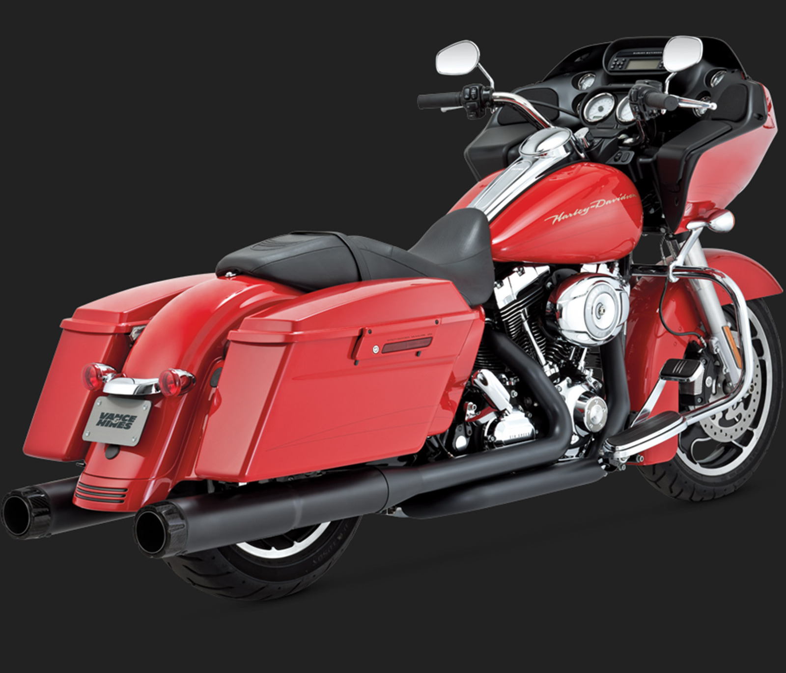 V&H HI-OUTPUT SLIP-ONS BLACK WITH CARBON END CAP TOURING 95-15 (EXCL TRI-GLIDE)