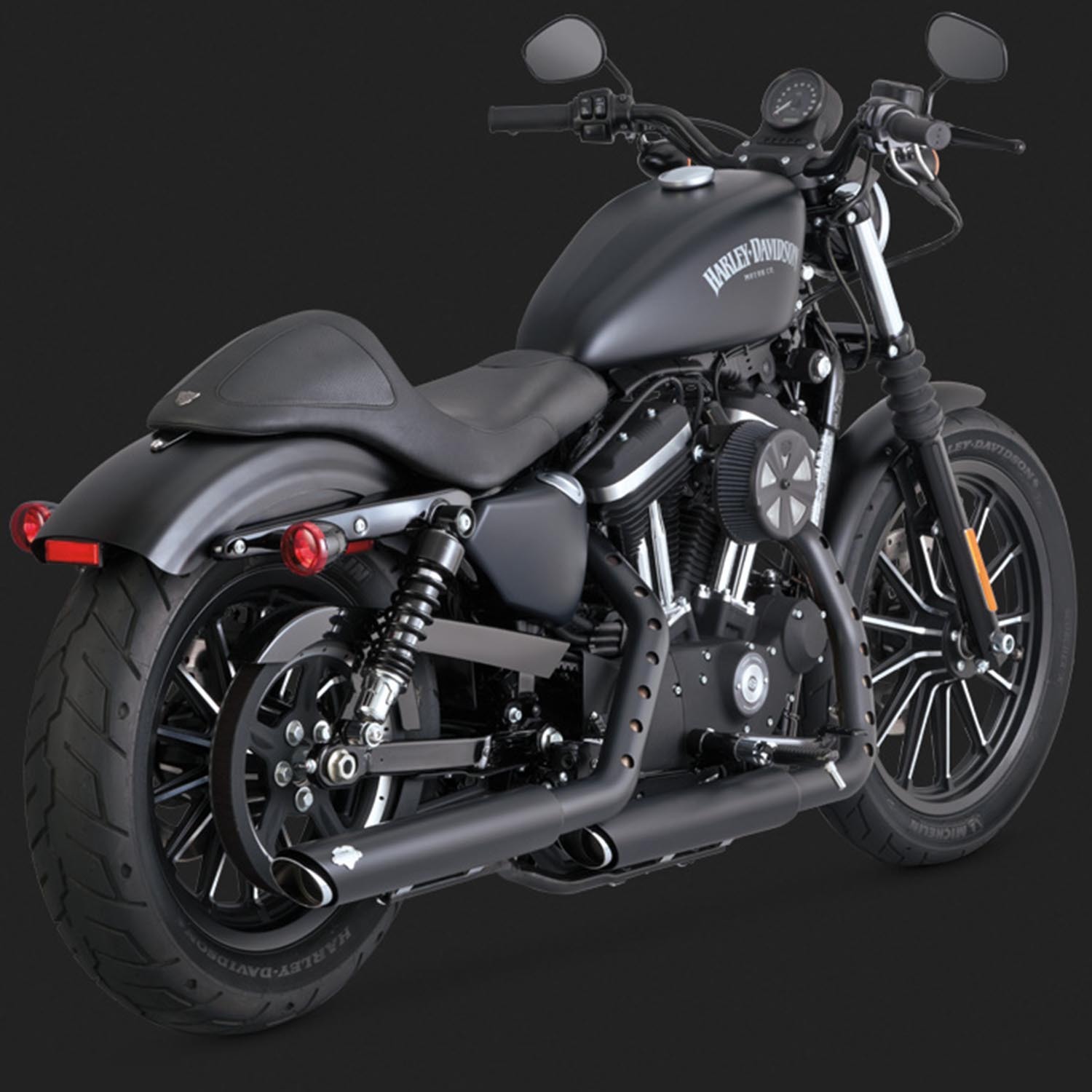 V&H TWIN SLASH 3" SLIP-ONS BLACK SPORTSTER 14-15
