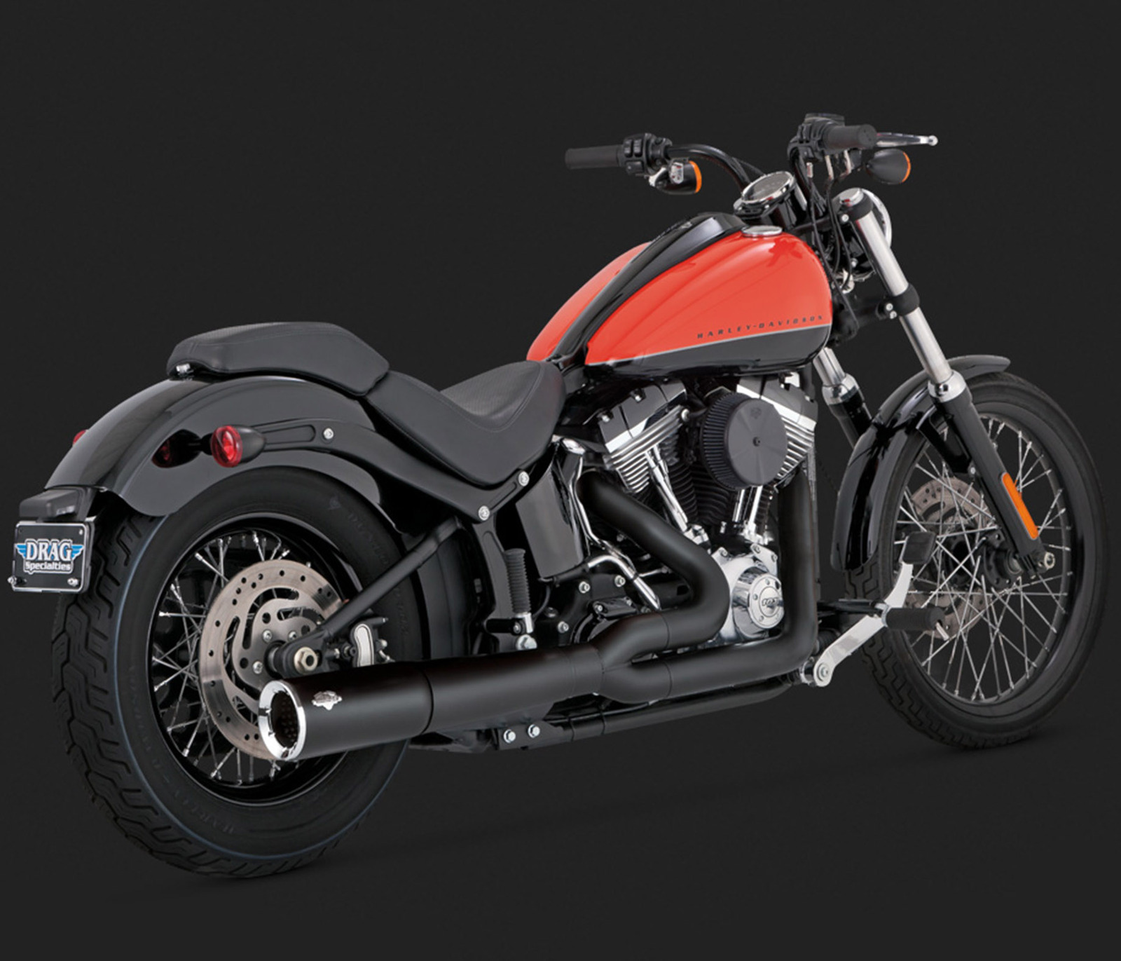 Exhaust System, Pro Pipe, Full, Steel, Black Ceramic Coated, Round Straight Outlet, Softail 12-15, H-D, Each
