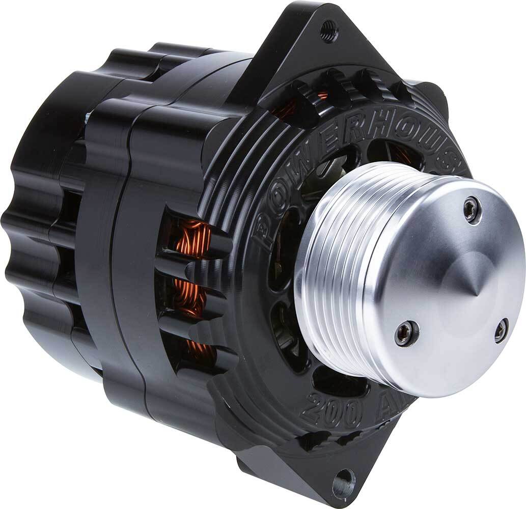 Billet Powerhouse Alternator w/ 6 Groove Pulley - Black