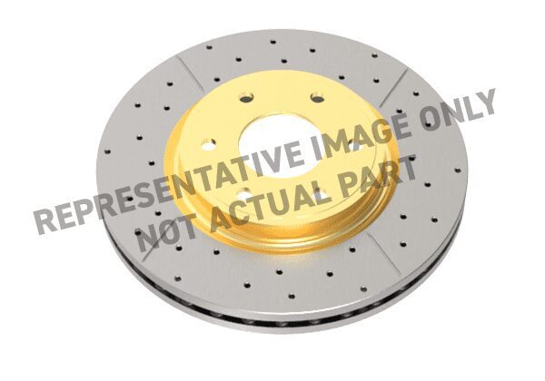 DBA Disc Rotor, X Gold Drilled/Slotted, 253mm Dia., 50mm Height, 9.7mm  Thick, 72mm Centre Hole, For Holden F, Each